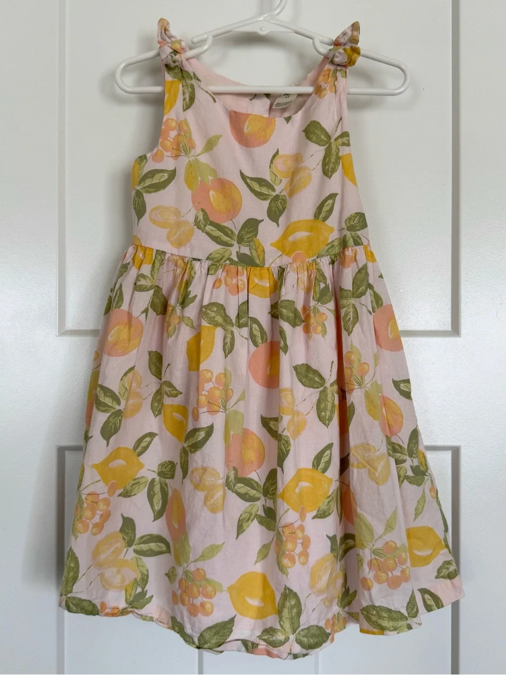 OshKosh B’gosh Girls Pink Fruit Print Tie-Shoulder Dress 4T